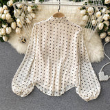 Chiffon Blouse for Women Puff Sleeve Shirts Spring Summer 2023 Women Fashion Tunic for Women Amii Top Vintage Clothing-Outfit