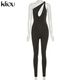 Kliou One Shoulder Sexy Cut Out Rompers Womens Jumpsuit 2021 Streetwear Solid Backless Active Wear Skinny Slim Jumpsuits