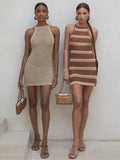 hirigin Knitted Beach Cover Up Women Bikini Sexy Sleeveless Holiday Skirt Beach Dress Tunics Swimsuit Female Cover Up
