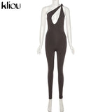 Kliou One Shoulder Sexy Cut Out Rompers Womens Jumpsuit 2021 Streetwear Solid Backless Active Wear Skinny Slim Jumpsuits