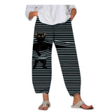 Cute Cartoon Print Women's Pants 2021 Spring Casual Elastic Waist Trousers Oversize Loose Beach Wide Leg Pants Plus Size