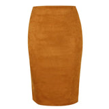 Multi Color Suede Midi Pencil Skirt Women 2021 Fashion Elastic High Waist Office Lady Bodycon Skirts