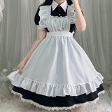 Black White Maid Costume Cute Maid Soft Girl Female Lolita Dresses Japanese Sexy Cat Female Uniform Suit-Outfit