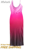 Women Loose Chic Gradient Color Suspenders Dress Summer Casual Female Party Club Dresses Elegant V Neck Sleeveless Vestidos-Outfit