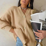 V Neck Oversized Cardigan for Women 2021 Autumn Winter Fashion Long Sleeve Knitted Casual Women's Cardigans