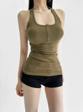 Girls White Hanging Neck Sling Vest Outside Wearing Women's Summer New Thin Back Shirt Long