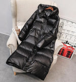 Natural Raccoon Fur Collar Hooded Winter Down Jacket Women 90% White Duck Down Thick Warm Park Female Long Snow