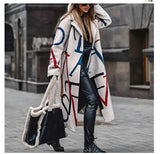 New 2025 Autumn Women's Long-Sleeved Collar Coat Prints The Long