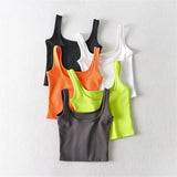 Trendy Women's Vest With Sexy Solid Color Wears A New Summer Sleeveless Blouse With High Waist And Navel Suspenders.-Outfit