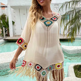 Dress For Summer The Beach Cover Up 2021 Bathroom Outlet Ins Web Languid Lazy Flower Smock Print Polyester Swimsuit