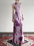 Purple Rhyme Abstract Print Dress New Chinese Style Improved Cheongsam Dress Sleeveless Body New Long Dress