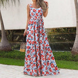 Elegant Sleeveless Tank Dress Celmia Bohemian Floral Print Long Party Dress 2022 Summer Holiday Casual Belted Maxi