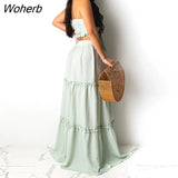Sets Two Piece Dress Women Strapless Cami Top & High Waist Skirt Solid Chic Suit-Outfit