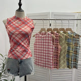 Mesh Vest Retro Design Slim Slimming Sleeveless T-Shirt Short Top