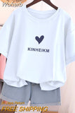 100% Cotton L-5XL T Shirt Plus Size Tshirt Short Sleeve Cartoon Women Top Summer Sweet Couple O Neck Oversized T Shirts-Outfit