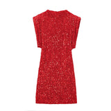 Multi-Color Round-Neck Sleeveless Dress Short Dress 2025 Spring New