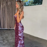 Woherb Girl Dress Sexy French Tea Break Vintage Dress Ins Summer Print Show Thin Halter Dress Woman-Outfit