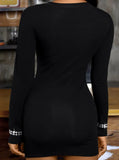 Romantic O-Neck Long Sleeve Beading Mini Club