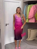 Women Loose Chic Gradient Color Suspenders Dress Summer Casual Female Party Club Dresses Elegant V Neck Sleeveless Vestidos-Outfit