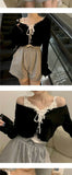 Tshirt Women T Shrit Wave Side Lace-up Cardigan Top Korean Autumn Repair Body Short Long-sleeved T-shirt Harajuku