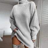 2021 Women's Sweater Autumn Winter Warm Turtlenecks Solid Casual Loose Oversized Lady Sweaters Knitted Pullover Top Pull