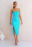 Sleeveless Spaghetti Strap Black Silk Long Dress Sexy Backless Elegant Green Satin Party Dress Woman Split Midi
