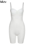 Kliou Body-Shaping Rompers Women Popular Classy Sheath Slim Sexy Cleavage Party Playsuit Solid Strapless Camisole Clubwear