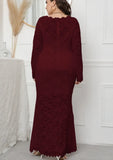 Lace Long Sleeves Plus Size Evening