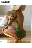 Halter Backless Dress Women Club Party Sleeveless Knitted Bodycon Dresses Summer Beach Night Female Mini Dress Vestidos 601-1-Outfit