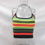 Women's New Sexy Hottie Slings Inside Wearing Multi-Color Striped Short-Enavel