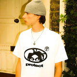Street Trend Brand Prote Ct Print T-Shirt Gothic High Street Loose T-Shirt Casual Hip-Hop Short