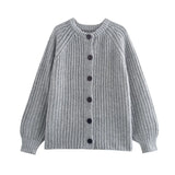 Women's Y2K2025 Autumn New Solid-Colored Cardigan Long-Sleeved Knitted Sweater Coat Women