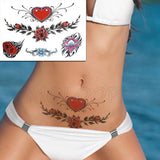 Temporary Tattoo Stickers Sexy Rose Heart-shaped Wreath Fake Tatto Waterproof Tatoo Back Leg Arm Belly Big Size for Women