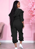 Ruffles Hoody Crop Top and Pants 2 Piece