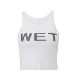 Woherb Summer Trend New Sexy Micro Letter Print Show Thin Versatile Straight Jumptop-Outfit