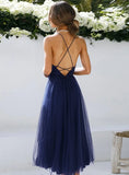 Sexy Deep V-neck Straps Backless A-line Mesh Party