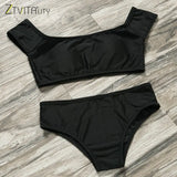 Sexy Black Bikini 2019 New Arrival Strapless Off The Shoulder Solid Bikinis Brazilian Biquini Swimwear Women