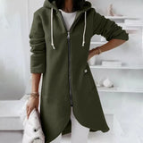 2022 Autumn Sweatshirts Coats Fashion Women Hoodies Long Sleeve Jackets Casual Zipper Long Hooded Solid Sweatshirt
