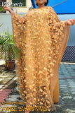 African Dresses for Women Dashiki Loose Lace Africa Dress African Clothes Bazin Embroidery Robe Abay Dubai Muslim Long Dress-Outfit