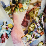 New Fashion Rope Repair Waist Retro Renaissance Angel Printed Suit