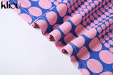Kliou Aesthetic Polka Dots Print Two Piece Set Women Casual O-neck Half Sleeve Slim Fit Tops+Fashion Streetwear Hipster