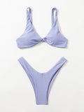 Solid Tie Sexy Bikinis Push Up Bikini 2021 Newest Padded Bra High Leg Bandage Swimsuit Female Swimwear Women