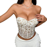 Three-Dimensional Gold Wire Double Embroidery Net Cloth Steel Ring Rubber Bone Sexy Hottie Corset