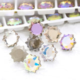 Lanziter 8*8mm 10pcs Kawaii Crystal Nails Art Decoration Rhinestones Parts Glass Claw Hexagon Charms Supplies For