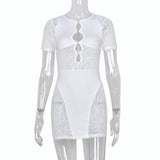 hirigin Cut Out Sexy Zebra Mesh Transparent Women's Mini Dress for Beach Holiday Night Club Party Bodycon Pencil Short