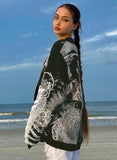Autumn Casual Black Print O-Neck Long Sleeve Loose