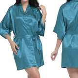 Women's Nightgray Simulation Silk Color Clove And Robe Light Face Solid Color Thin Cardigan Summer Sexy Short