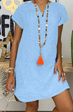 Plus Size Casual Short Sleeve Plain Midi