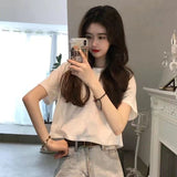 Elegant Women Blouses Women's Summer Tops 2023Striped Cuban Neck Short Sleeved Shirt for Women's Summer French Casual Shirt-Outfit
