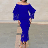 Lace Patchwork Off Shoulder Bodycon Party
